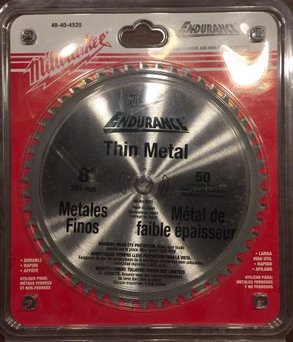 Milwaukee 48-40-4520 8&#034; 50 Tooth Cermet Tipped Thin Metal Cutting Blade