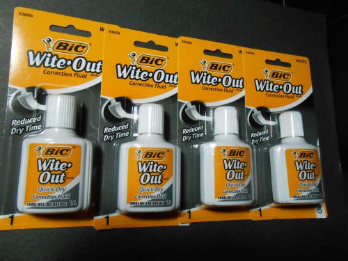 4-bottle bic wite out quick dry correction fluid foam brush,