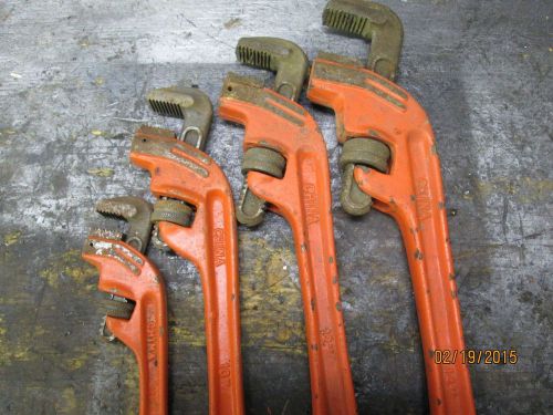 Central Forge Offset Pipe Wrenches. Set of Four. 8&#034; 10&#034; 12&#034; &amp; 14&#034;
