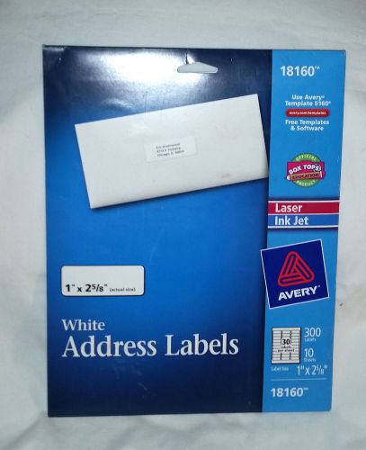 Avery Address Labels - 1&#034; Width X 2.62&#034; Length - 300 / Pack - Inkjet (ave18160)