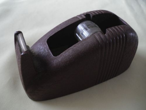 Vtg Art Deco Whale Tail Desk Tape Dispenser Scotch Minn Mining Cast Iron Red