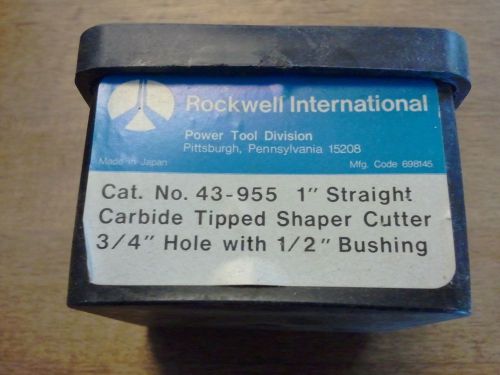 rockwell carbide tipped shaper cutter #43 955 straight cut 3/4 hole 1/2 bushing