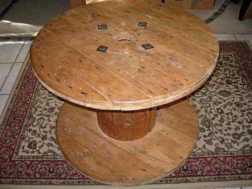 Vintage Wood Wooden cable wire spool retro coffee table
