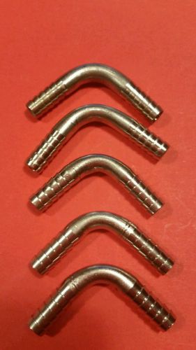 Stainless barb 90 fittings 1/4 x 1/4 --lot of 5 for sale