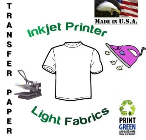 1 sheet Iron On Transfer Paper light colors 8.5&#034; X 11&#034;