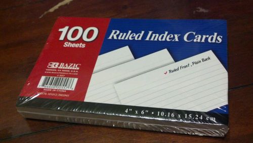 Index Cards Ruled 4 x 6&#034; (bazic 100 Cards New) #557