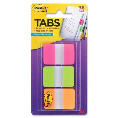 Post-it tabs solid pink green orange 1 inch 12 tabs per color 36 tabs per 0e for sale