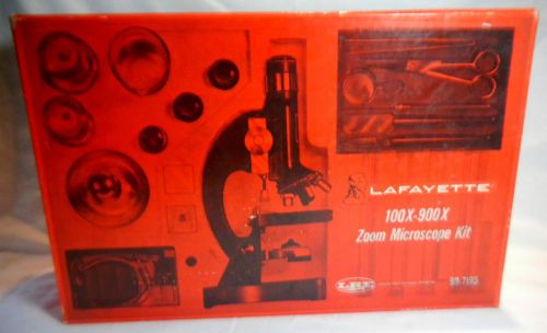 1970 lafayette microscope kit- 99% complete -100x- 900x zoom+original sales slip for sale