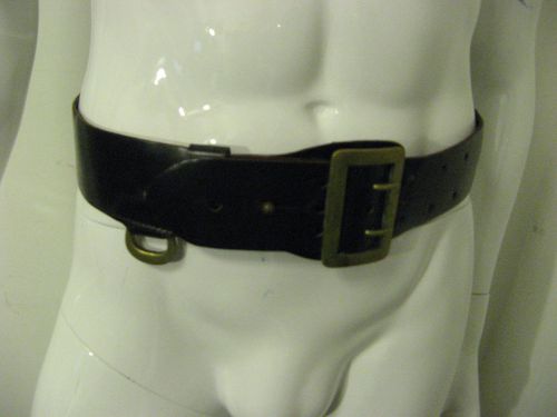 Duty belt black leather 32&#034; cop police bondage Shell Cordovan service rings S