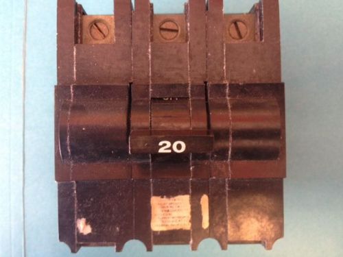 FPE - Federal Pacific NA3P20 Circuit Breaker, 20A 3 pole, 240V plug in StabLok
