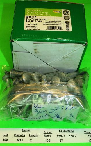 5/16&#034;-18 x 2&#034; Hot Dipped Galvanized Carriage Bolts, 157 Pcs.
