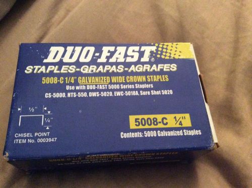 New Duo Fast Galvanized Wide Crown Staples 5008C 1/4&#034; 5000 Staples ***Sealed**