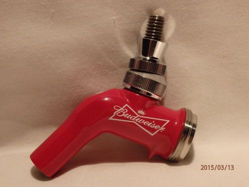 Red Perlick Beer Faucet with Budweiser on Two Sides &amp; Crown