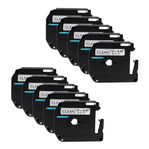 10PKBlack on Clear Compatible for Brother M-K131 MK131 Label Tape PT-100 P-Touch