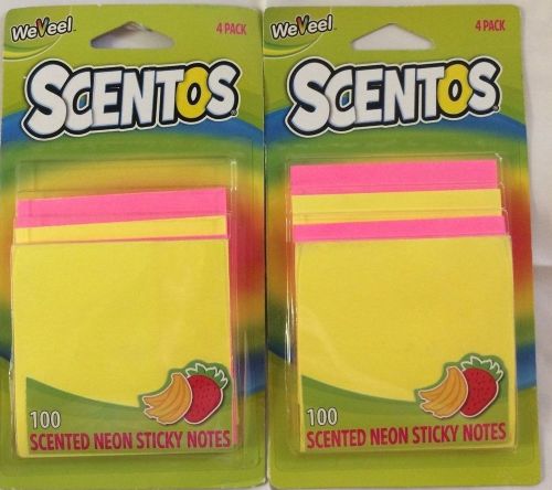 SCENTOS Scented Neon Sticky Notes x 200 * 8 Pads Banana Yellow &amp; Strawberry Pink