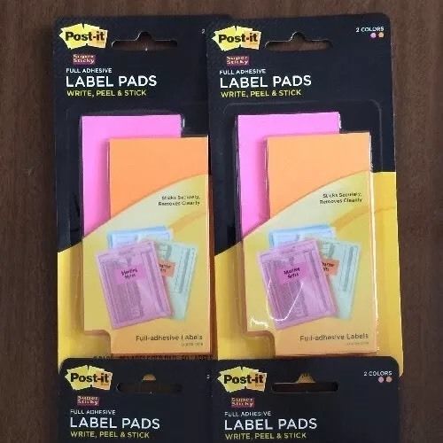 2 set of Post-it 3M Sticky Removable Adhesive Label Pads, Pink, Orange, 2900-PGB