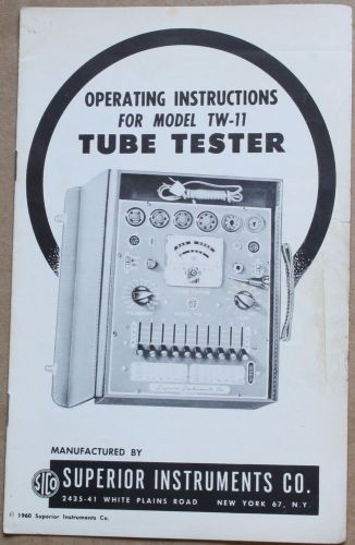 1960 Operating Instructions For Model TW-11 Tube Tester