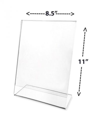 8.5&#034; x 11&#034; Vertical Acrylic Table Tent Picture Display &amp; Sign Holder - Clear