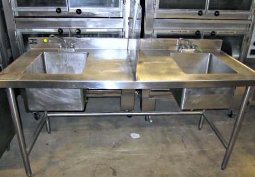 2 Compartment Sink w/ Welded Splash Guard &amp; Faucets