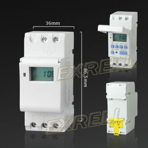 New DIN Rail Digital LCD Power Programmable Timer AC 220V 16A Time Relay Switch
