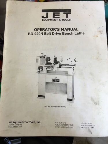 Jet BD-920N Belt Drive Bench Lathe  Owners Manual Enco Central 9x20