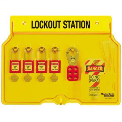 Padlock wall station hinged cover 4-lock master lock lockout kits 1482bp410 for sale