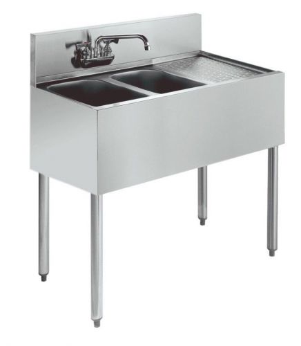 Krowne metal stainless 2 compartment bar sink 21&#034;d w/ 24&#034; drainboard nsf - kr21- for sale
