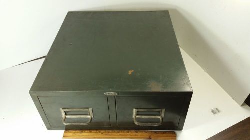 Vintage COLE STEEL Green Industrial Metal Double Storage File Card Drawer