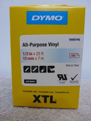 DYMO XTL 1/2in x 23ft  Red on Clear  All-Purpose Vinyl Labels  1868746