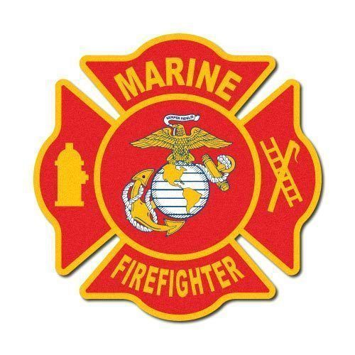 FIREFIGHTER DECAL - FIRE STICKER  - Marine Corps Firefighter Reflective Decal