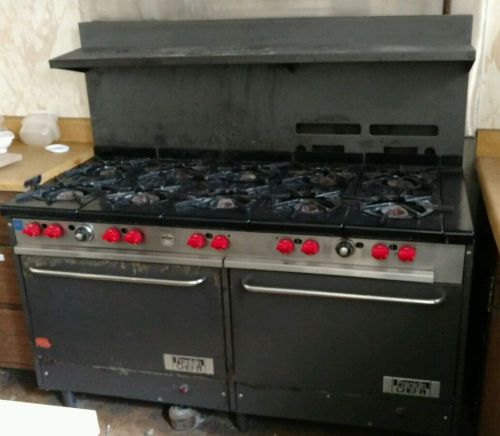 &#034;franklin chef - gr11c&#034; h.d. commercial nat. gas 10 burner stove/range w/2 ovens for sale