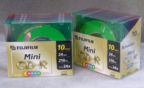 2 Packs FujiFilm Mini CD-R Color Discs 20 discs total, 24 min, 210 MB, up to 24X
