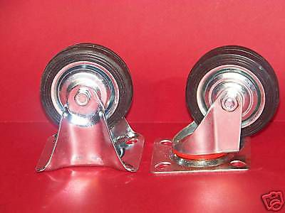 12 pc 3&#034; 6 swivel and 6 fixed  caster rubber wheels for sale