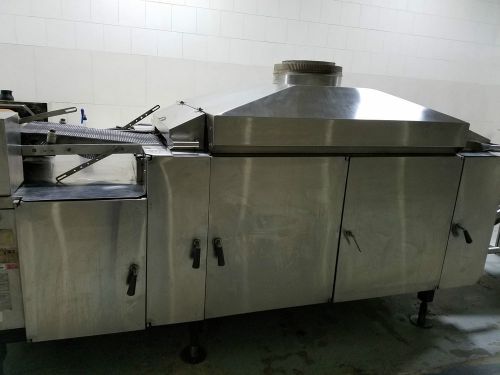Flour or corn tortilla line with tortilla press, oven and cooling line for sale
