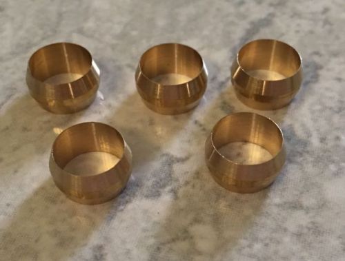 5pcs Ф3/8&#034; id brass olive barrel compression sleeve ferrule ring npt soft copper for sale