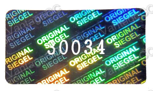 1000x HUGE &#034;Original Siegel&#034; Hologram Stickers NUMBERED 30mm x17mm Silver Labels