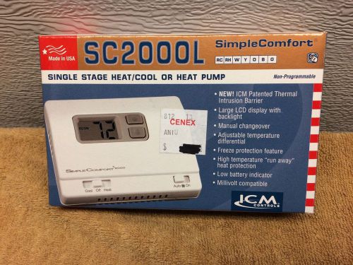 ICM Controls SC2000L Heating and Cooling Heat Pump Thermostat Non-Programmable