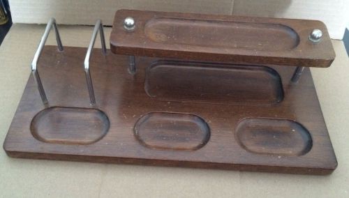 Vintage Wood Desk Organizer Pens Coins Keys Papers Mail Two Tier Office Business