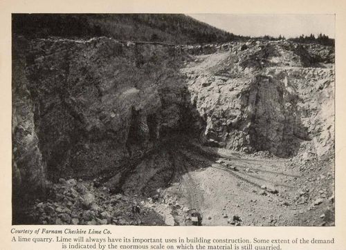 1928 print rock quarry farnam cheshire lime company - original historic sky for sale