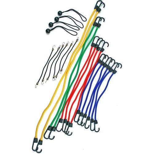 Multi colored 24 piece bungee cord assortment multi strand rubber cord for sale