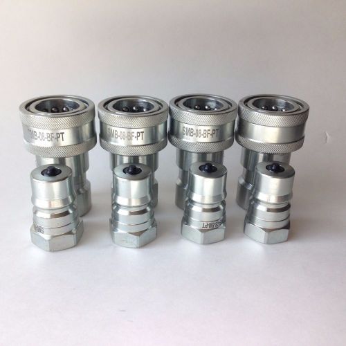 SMS Hydraulic Quick Disconnect Coupling, Steel, ISO-7241-1-B, 1/2&#034; NPT, 4 sets