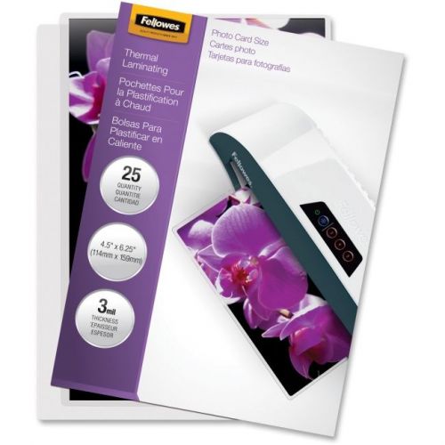 &#034;fellowes laminating pouch, 3mil, 4 1/2 x 6 1/4, 25/pack&#034; for sale