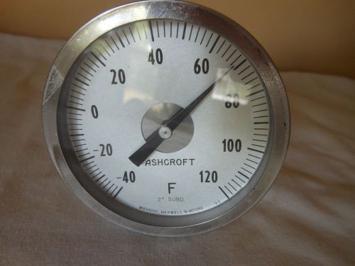 Ashcroft thermometer -40 to 120 f manning maxwell moore 3 in face 5 1/4 in stem for sale