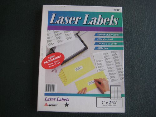 AVERY White Address 1&#034; x 2 5/8&#034; Laser Labels #6231 Box 1710 Premium Labels OPEN