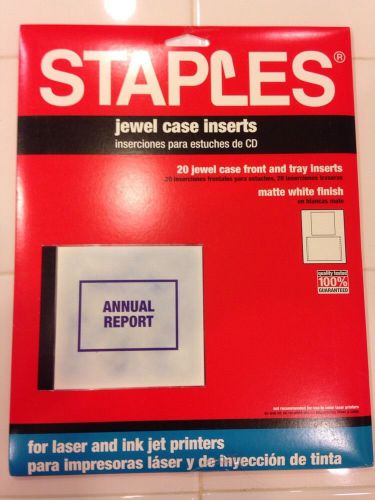 Staples 20 Sheets Jewel Case Inserts for Inkjet Laser Printers 33012 NEW FASTSHI