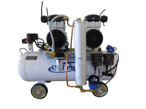 New medical dental noiseless oil-free air compressor w/ auto dryer and drain for sale