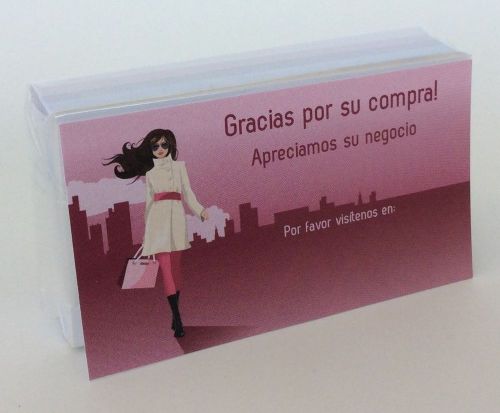 50 Thank You Tags Notes Cards Seller Package Inserts Spanish Pink