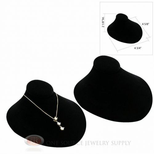 (2) Black Velvet Lay-Down Necklace Neckform Jewelry Bust 4 3/4&#034;W x 4 5/8&#034;D
