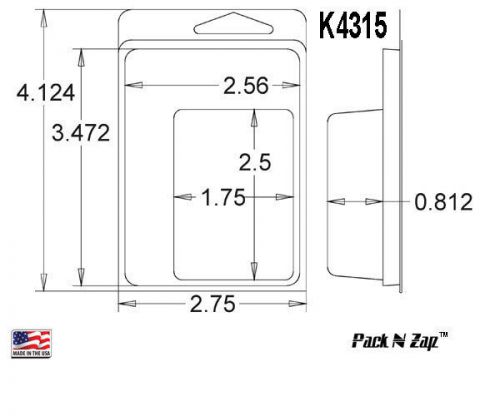 K4315: 875 - 4&#034;H x 3&#034;W x 0.812&#034;D Clamshell Packaging Clear Plastic Blister Pack