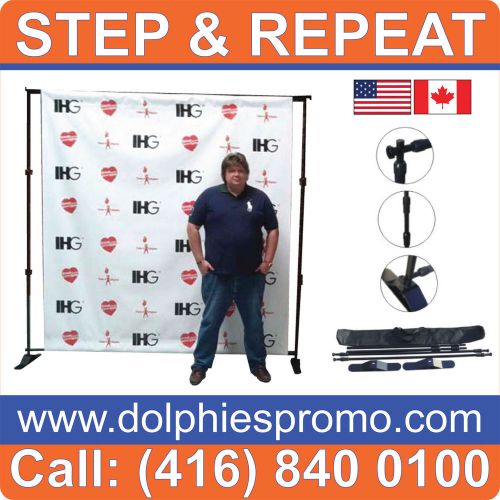 LOT of  4 - Telescopic Trade Show Displays Banner Systems Stands STEP and REPEAT